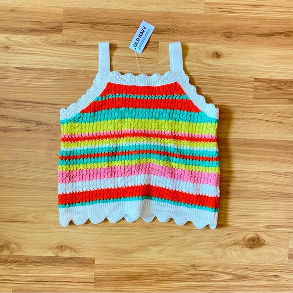 NWT Old Navy Kids Crochet Multi Colored Striped Tank Top in Size Medium - Picture 1 of 5